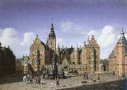 heinrich hansen frederiksborg castle,the departure of the royal falcon hunt oil on canvas